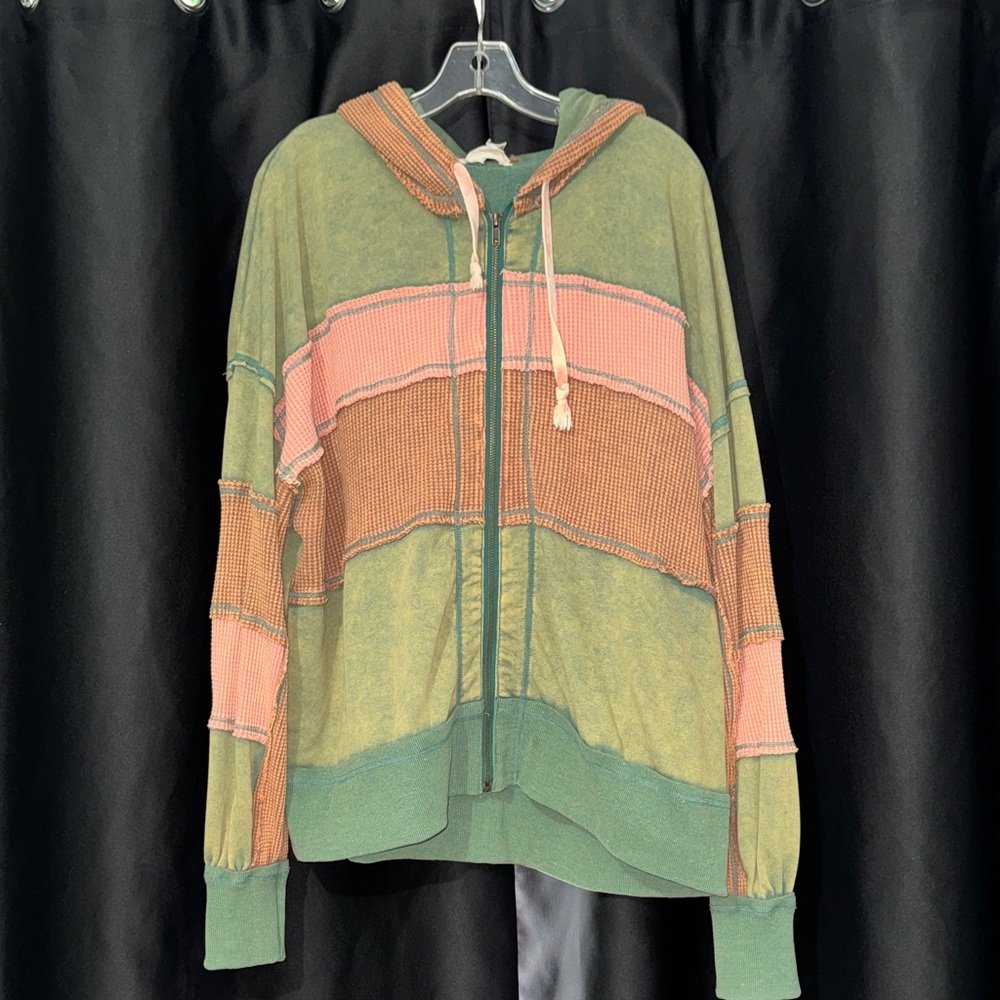 Oli & Hali Teal and Coral Textured Hoodie
